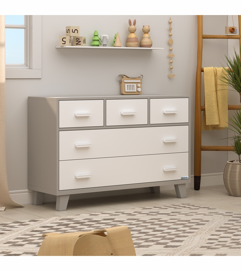 dadada Boston 5Drawer Dresser White/Gray