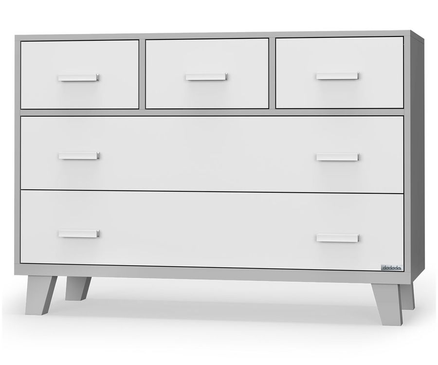 dadada Boston 5Drawer Dresser White/Gray