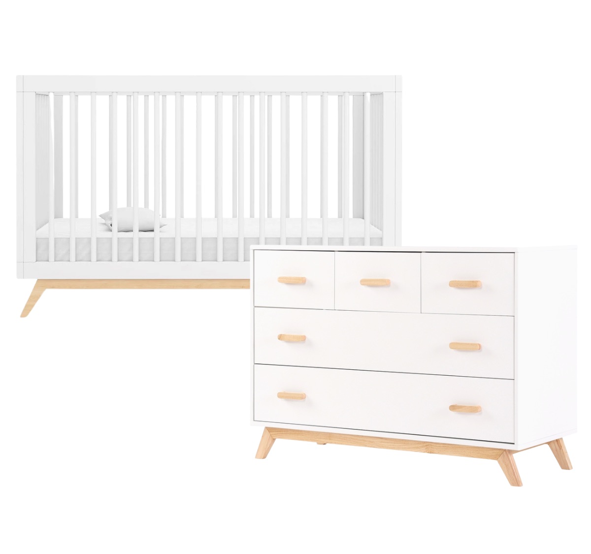 dadada Soho 3in1 Convertible Crib + 5Drawer Dresser Bundle White