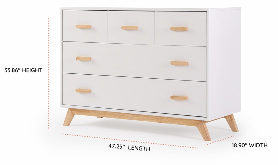 dadada Soho 5Drawer Dresser White / Natural