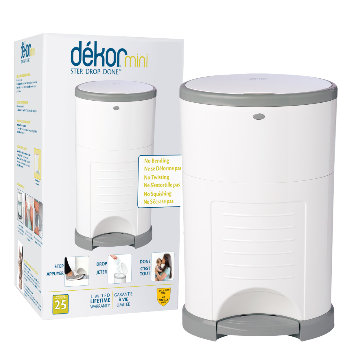 Dekor Diaper Dekor Mini Diaper Pail White
