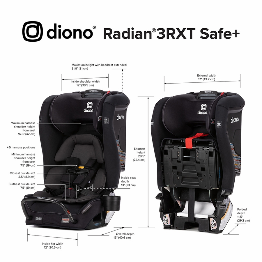 Diono Radian 3 RXT Safe+ Narrow AllinOne Convertible Car Seat Blue Sky
