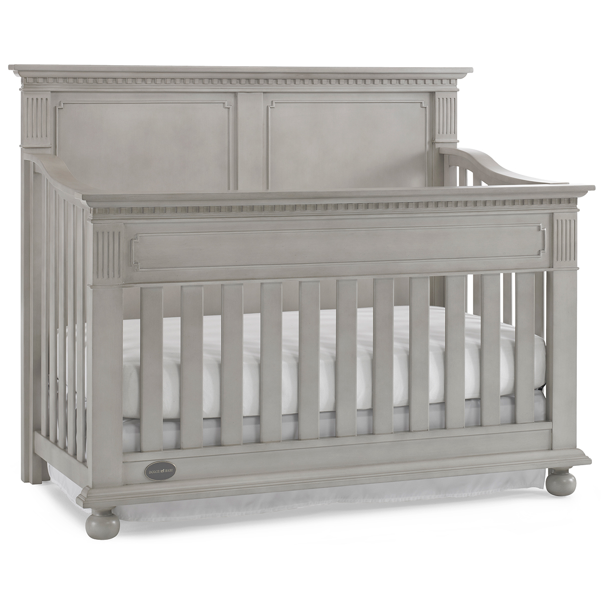 Dolce Babi Naples Full Panel Convertible Crib in Grey Satin