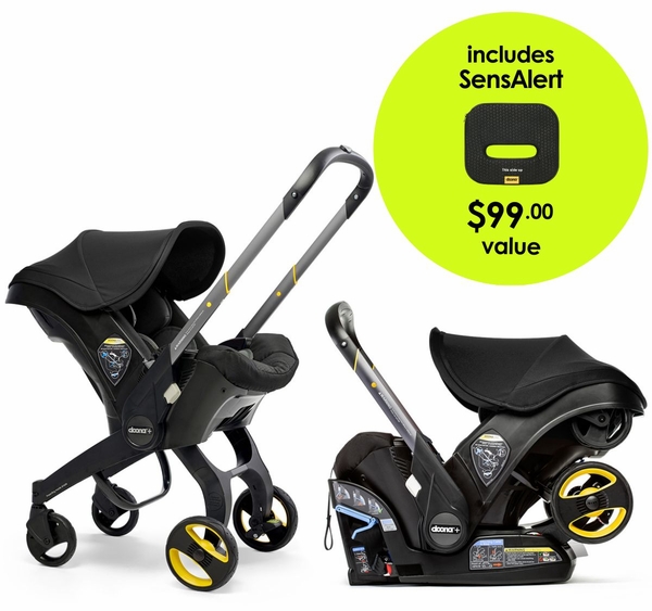 Doona+ Infant Car Seat & Stroller + SensAlert Pad Bundle Nitro Black