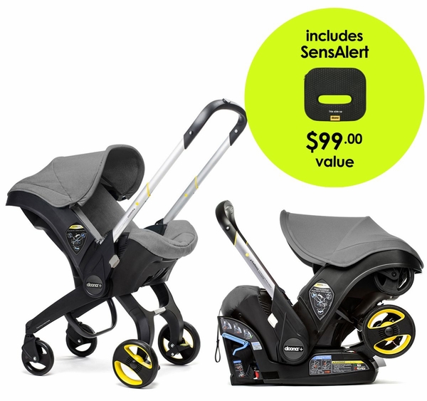 Doona+ Infant Car Seat & Stroller + SensAlert Pad Bundle Storm (Grey)