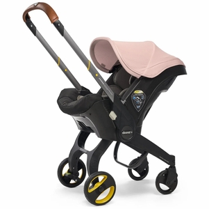 Doona+ Infant Car Seat & Stroller with Handlebar Cover Bundle - Blush Pink / Brown Leather