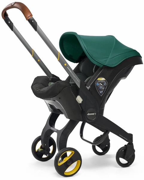 Doona+ Infant Car Seat & Stroller with Handlebar Cover Bundle - Racing Green / Brown Leather