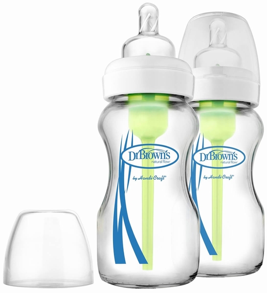 Dr. Brown's Options+ Wide-Neck Glass Bottle, 9 oz - 2 Pack