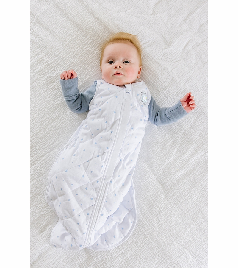 Dreamland Baby Dream Weighted Sleep Sack & Swaddle White w/ Blue