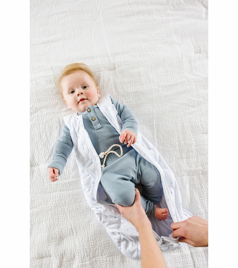 Dreamland Baby Dream Weighted Sleep Sack & Swaddle White w/ Blue