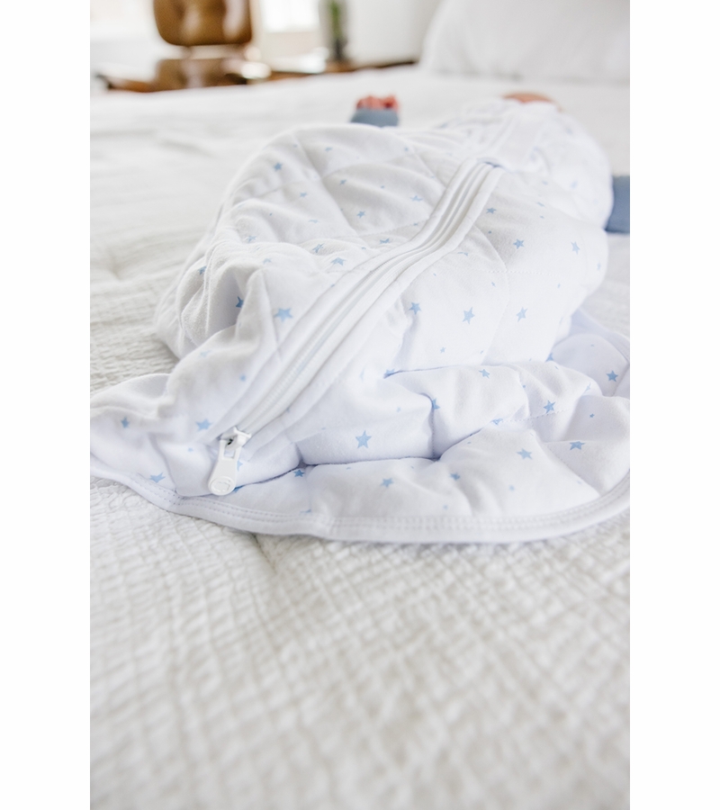 Dreamland Baby Dream Weighted Sleep Sack & Swaddle White w/ Blue