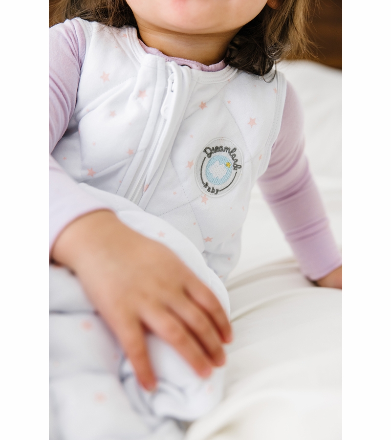 Dreamland Baby Dream Weighted Sleep Sack White w/ Pink Stars, 1224