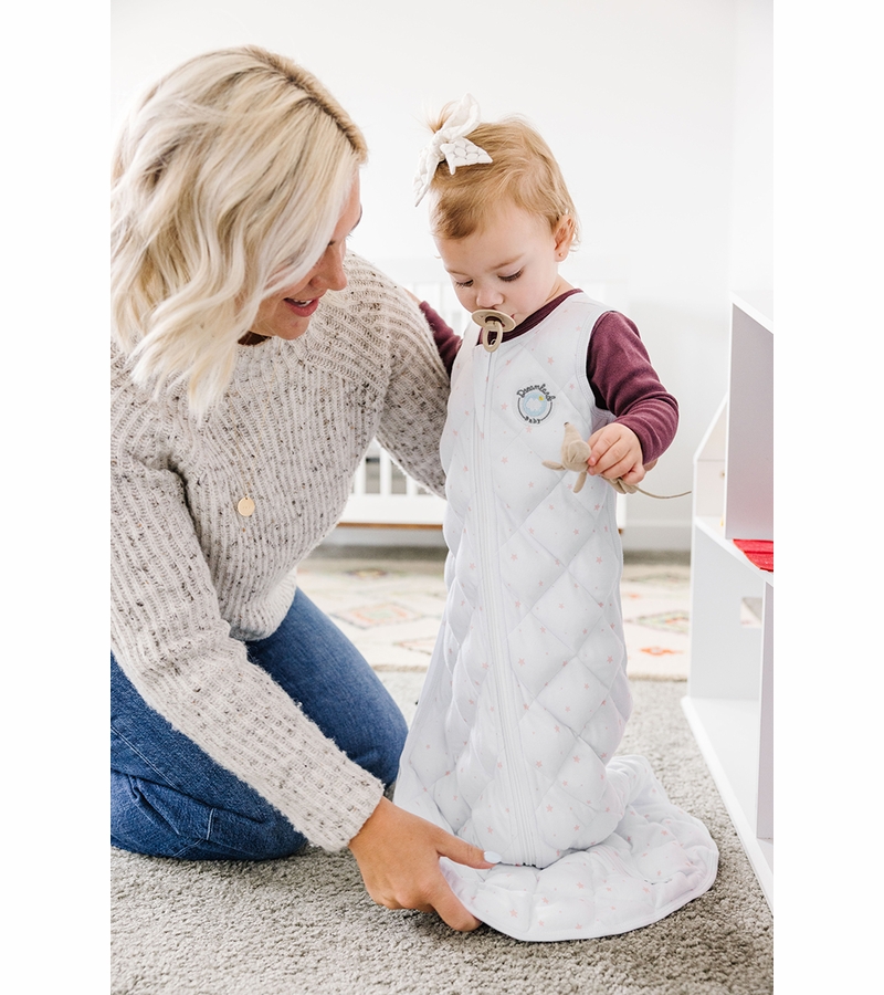 Dreamland Baby Dream Weighted Sleep Sack White w/ Pink Stars, 1224