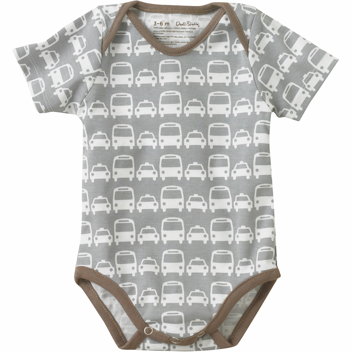 DwellStudio Cars Grey Short Sleeve Bodysuit 0-3 Mo