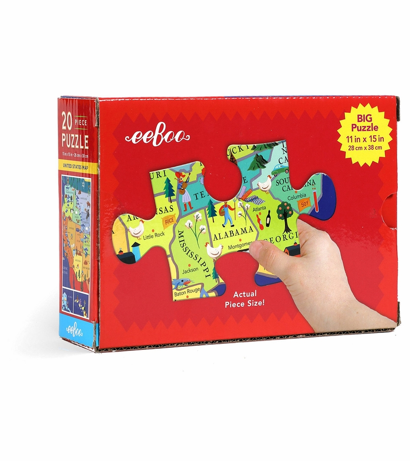 eeBoo 20 Piece Big Puzzle United States Map