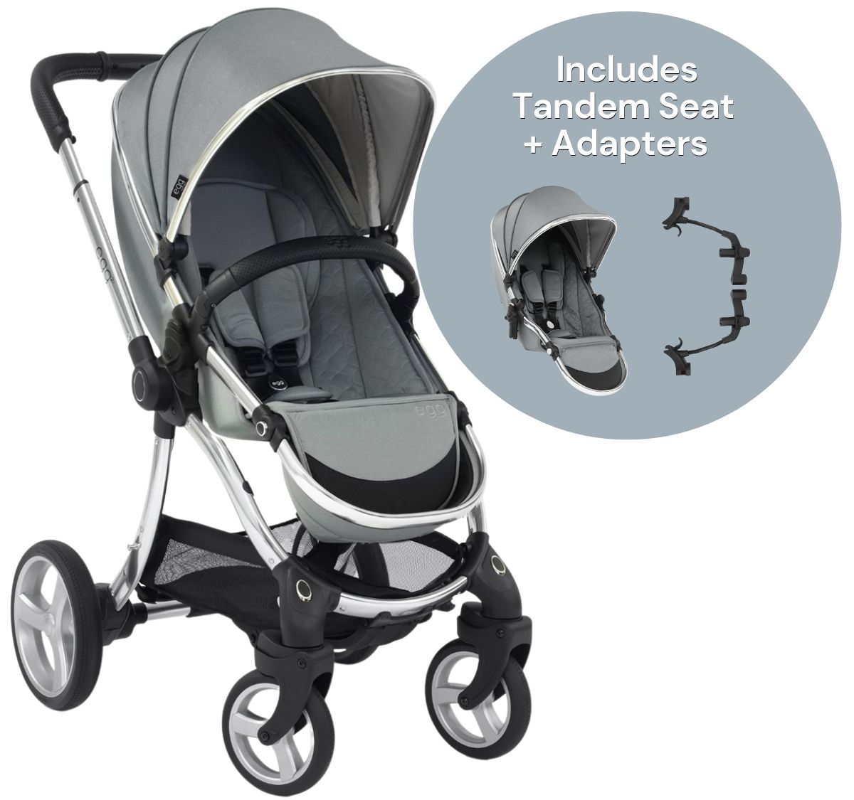 egg Strollers egg2 Double Stroller Bundle Monument Grey