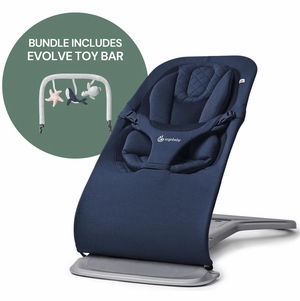 Ergobaby 3-in-1 Evolve Bouncer + Toy Bar Bundle - Midnight Blue