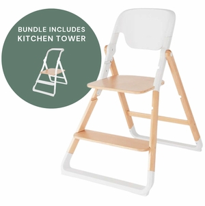 Ergobaby Evolve Chair + Kitchen Tower Bundle - Natural Wood