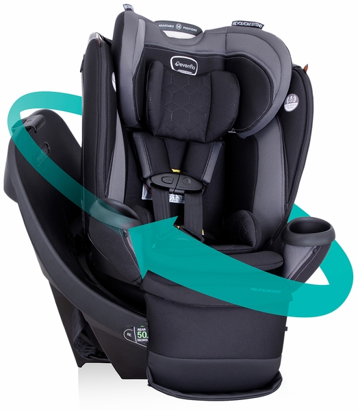 Evenflo Revolve360 Extend Rotational All-in-one Convertible Car Seat With Quick Clean Cover - Revere Gray