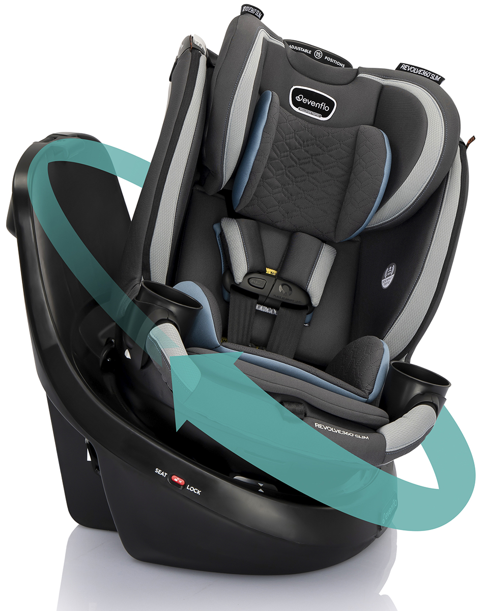Evenflo Revolve360 Slim 2-in-1 Rotational Convertible Car Seat with Quick Clean Cover - Stow Blue
