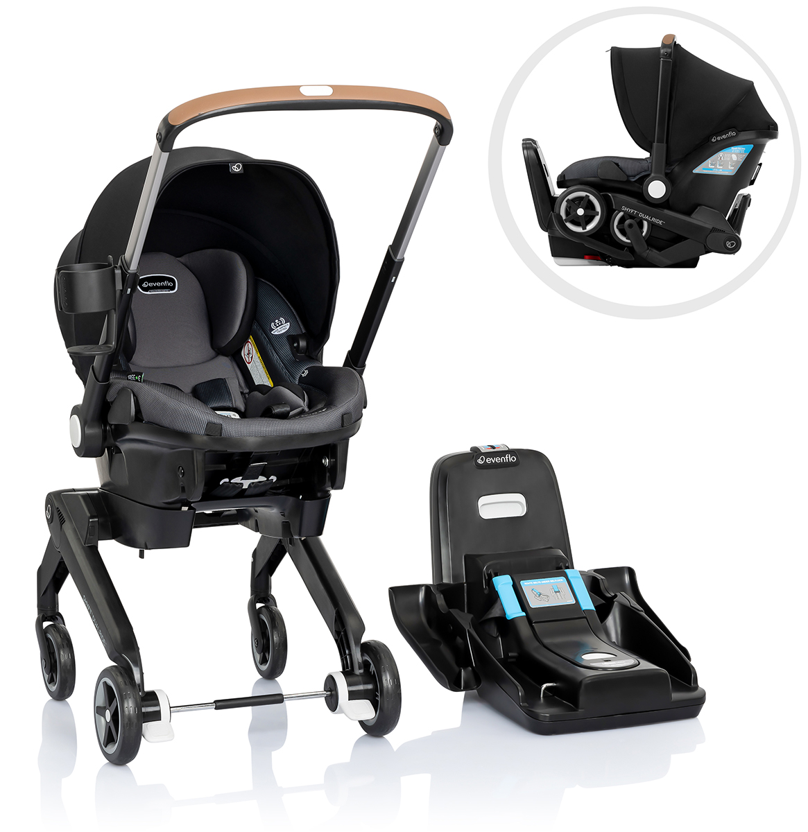 Evenflo Shyft DualRide Infant Car Seat and Stroller Combo - Boone Gray