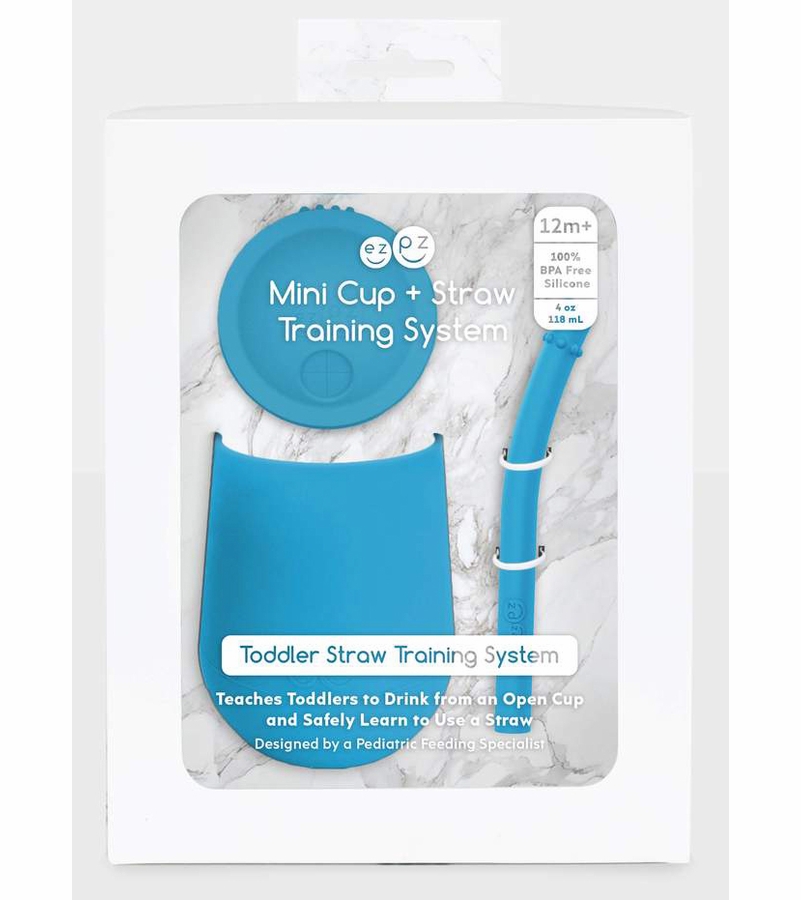 EZPZ Mini Cup Training Cup + Straw Training System Blue