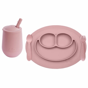 EZPZ Toddler Bundle - Mini Feeding Set + Mini Cup and Straw Training System - Blush