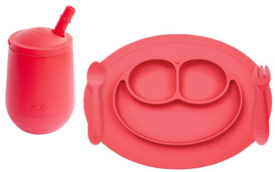 EZPZ Toddler Bundle Mini Feeding Set + Mini Cup and Straw Training