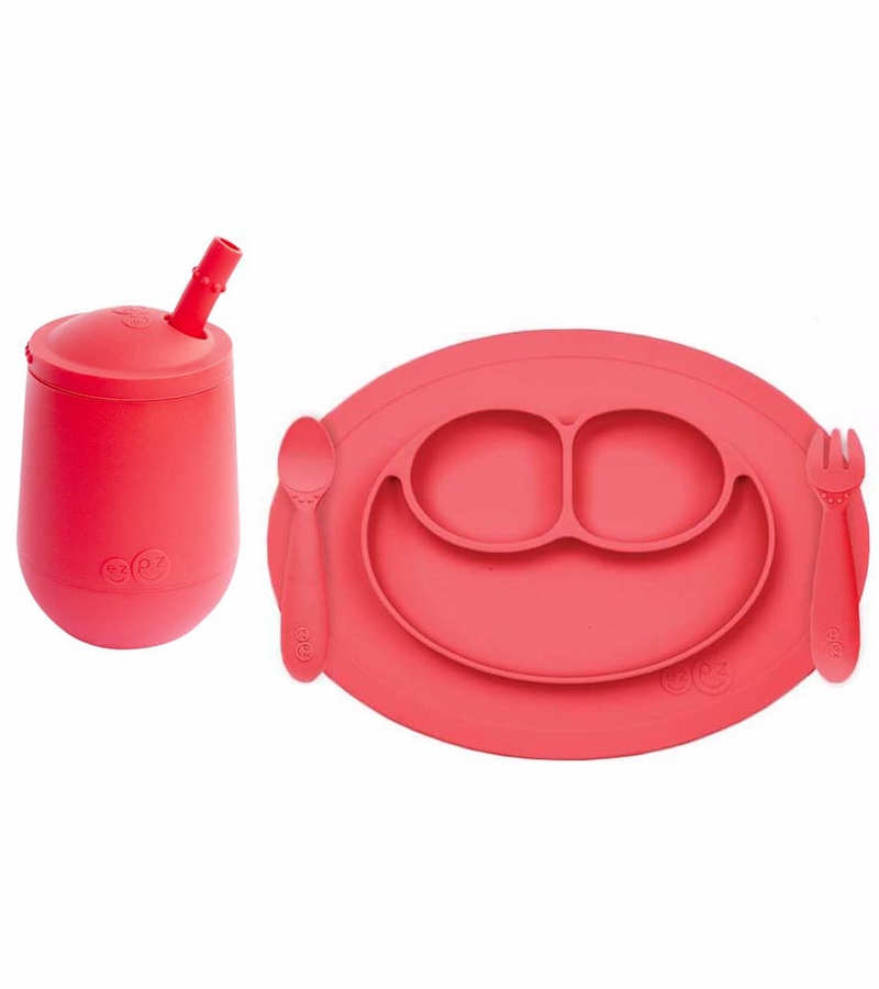 EZPZ Toddler Bundle Mini Feeding Set + Mini Cup and Straw Training