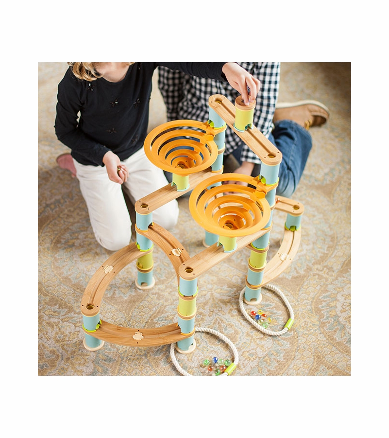 Fat Brain Toys Bamboo Builder Marble Run78pcs