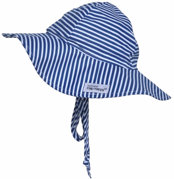 Flap Happy UPF50+ Floppy Sun Hat, Medium (6-12m) - Navy Preppy Stripe