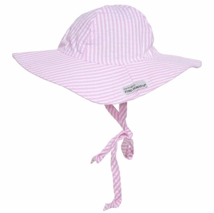 Flap Happy UPF50+ Floppy Sun Hat, X-Large (2+ years) - Pink Stripe Seersucker