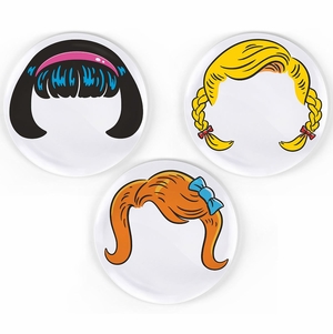 Fred & Friends Girl's Hairstyle Dinner Plates, Set of 3