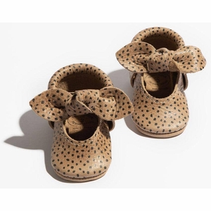 Freshly Picked Knotted Bow Moccasins Mini Sole V2, Size 4 - Almond Speckles