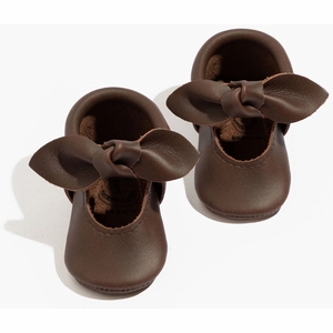 Freshly Picked Knotted Bow Moccasins, Size 1 - Espresso