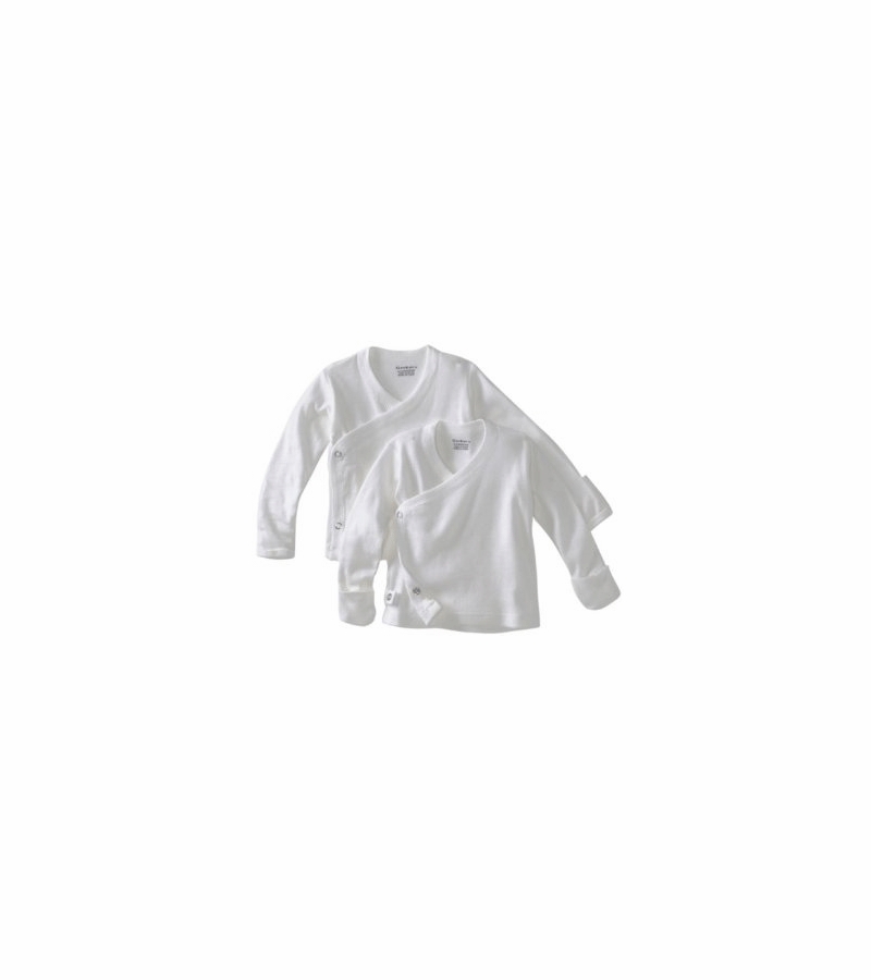 Gerber White 2 Pack Long Sleeve Side Snap Shirts With Mitten Cuffs