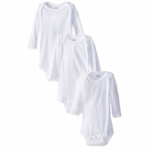Gerber White 3 Pack Long Sleeve Onesies 6-9 Months