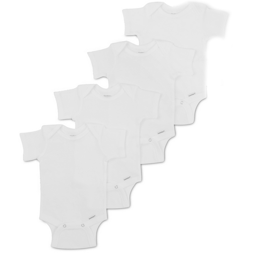 Gerber White 4 Pack Onesies - 12 Months
