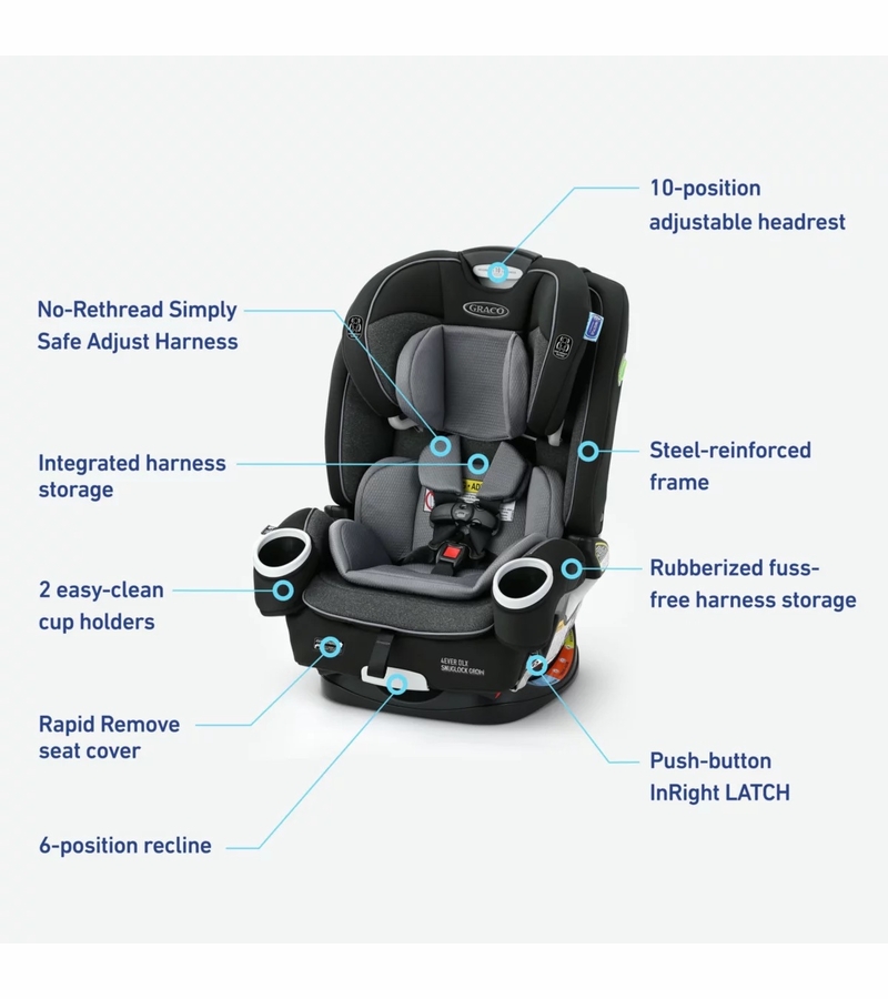 Graco 4Ever DLX SnugLock Grow 4in1 Convertible Car Seat Henry