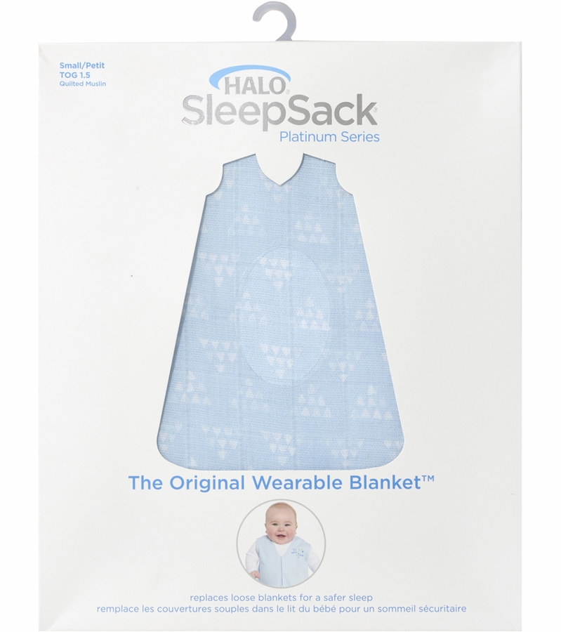 Halo SleepSack Quilted Muslin Wearable Blanket Pyramid Blue (Small)
