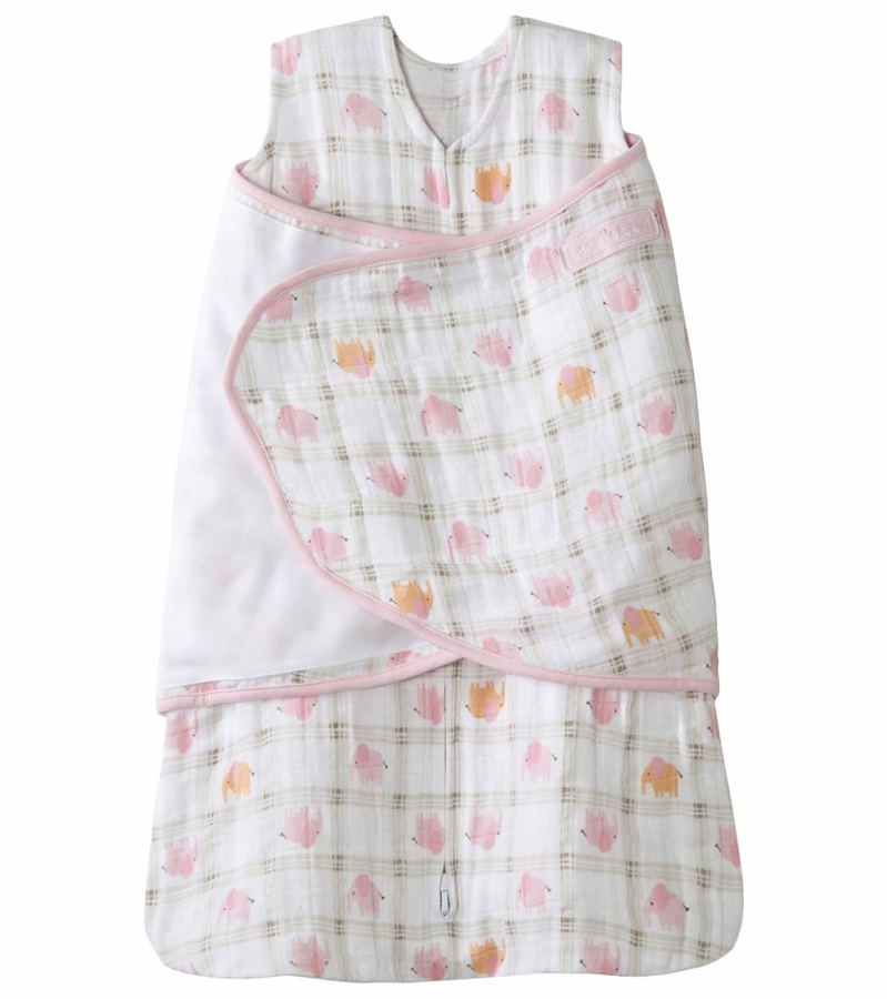 HALO SleepSack Swaddle, Muslin, Elephant Plaid, Newborn
