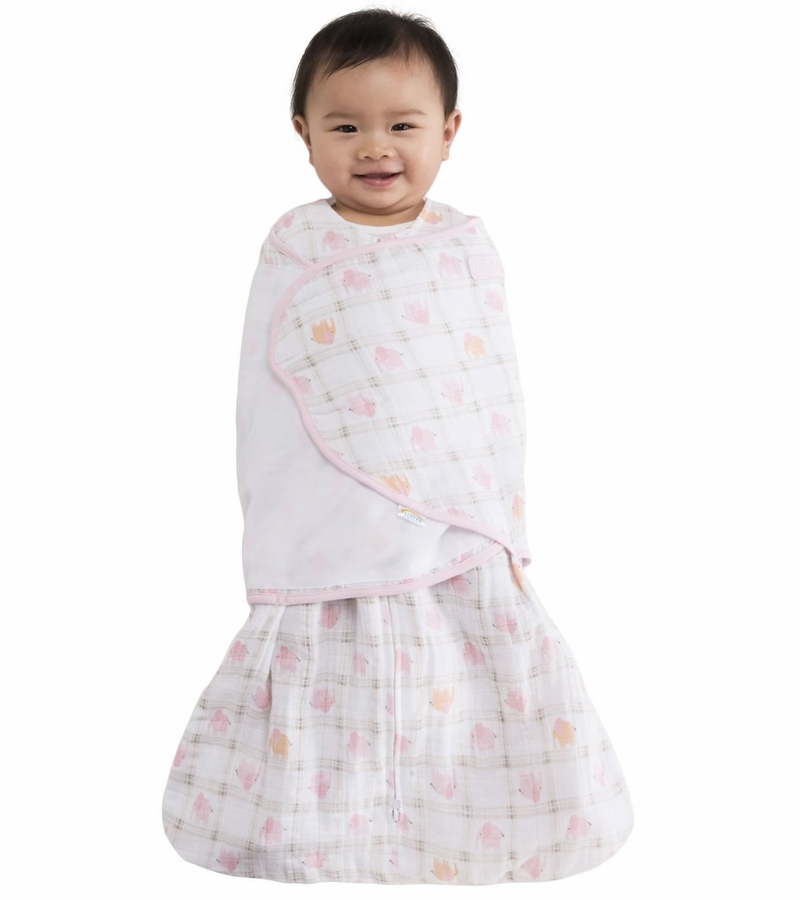 HALO SleepSack Swaddle, Muslin, Elephant Plaid, Newborn