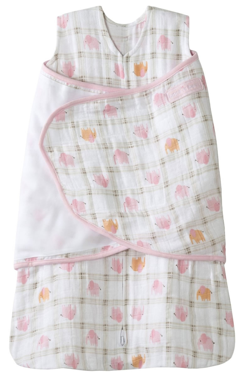 HALO SleepSack Swaddle, Muslin, Elephant Plaid, Newborn