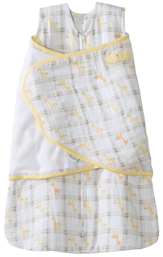 HALO SleepSack Swaddle, Muslin, Giraffe Plaid, Newborn