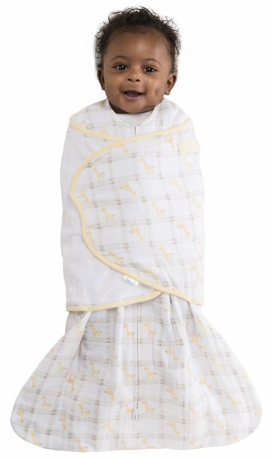 HALO SleepSack Swaddle, Muslin, Giraffe Plaid, Newborn