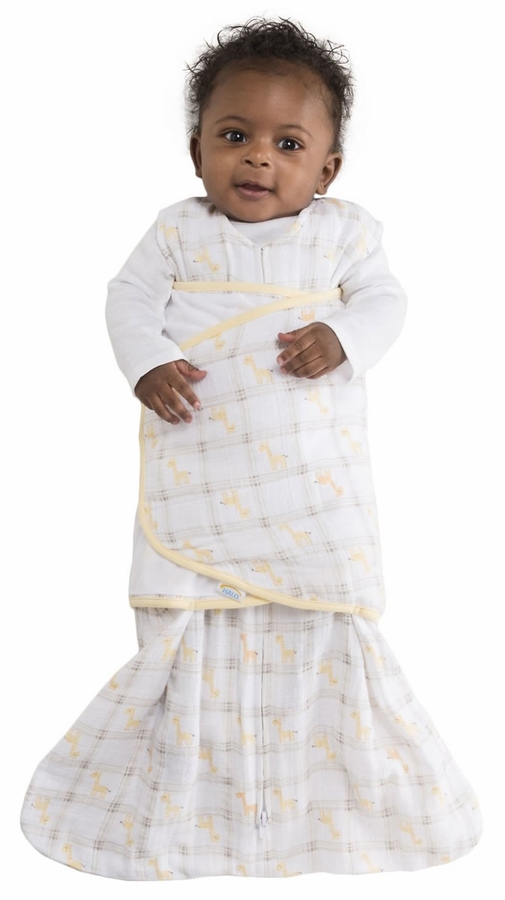 HALO SleepSack Swaddle, Muslin, Giraffe Plaid, Newborn