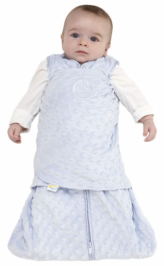 HALO SleepSack Swaddle, Velboa, Blue Plush Dots, Newborn