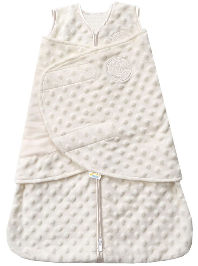 HALO SleepSack Swaddle, Velboa, Cream Plush Dots, Newborn