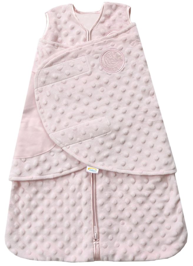 HALO SleepSack Swaddle, Velboa, Pink Plush Dots, Newborn