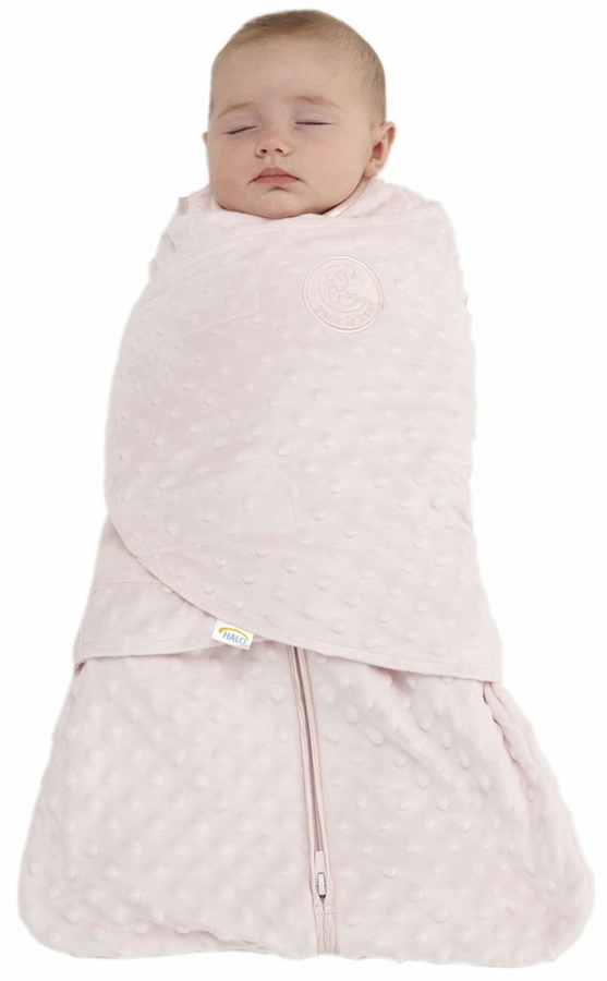 HALO SleepSack Swaddle, Velboa, Pink Plush Dots, Newborn